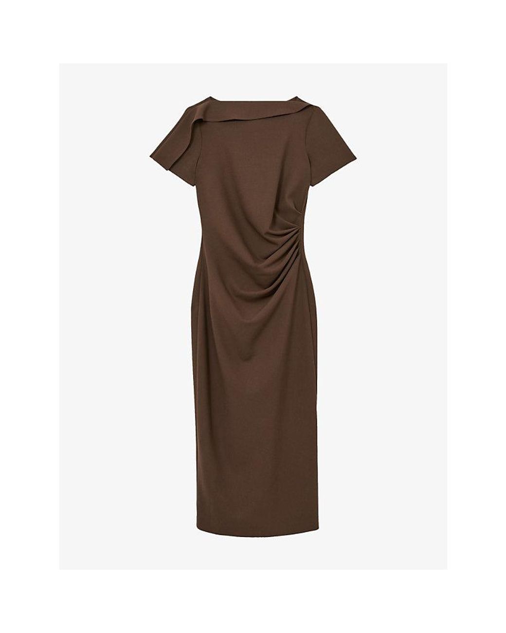 Reiss Brown Hilary Ruched Boat-Neck
