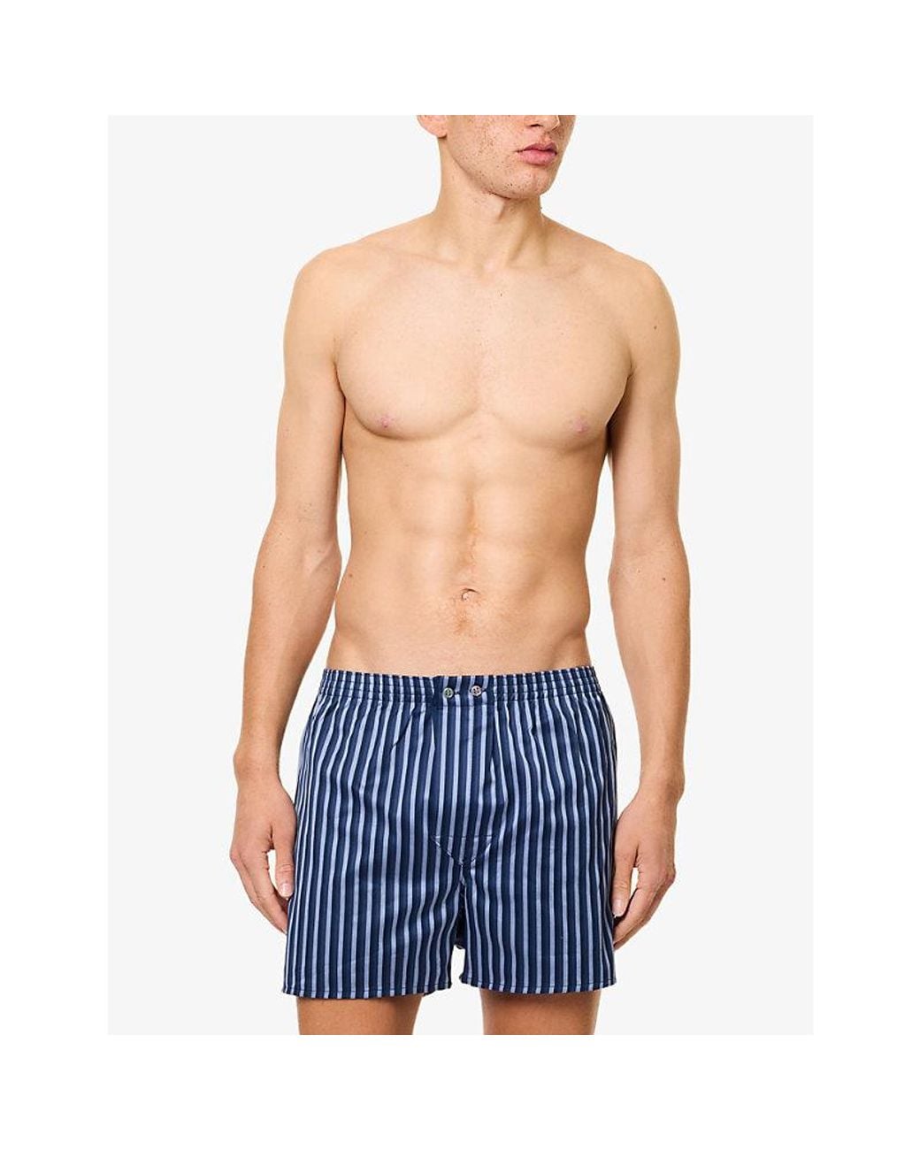 Derek Rose Blue Wellington Classic-Fit Cotton Boxer Shorts for men