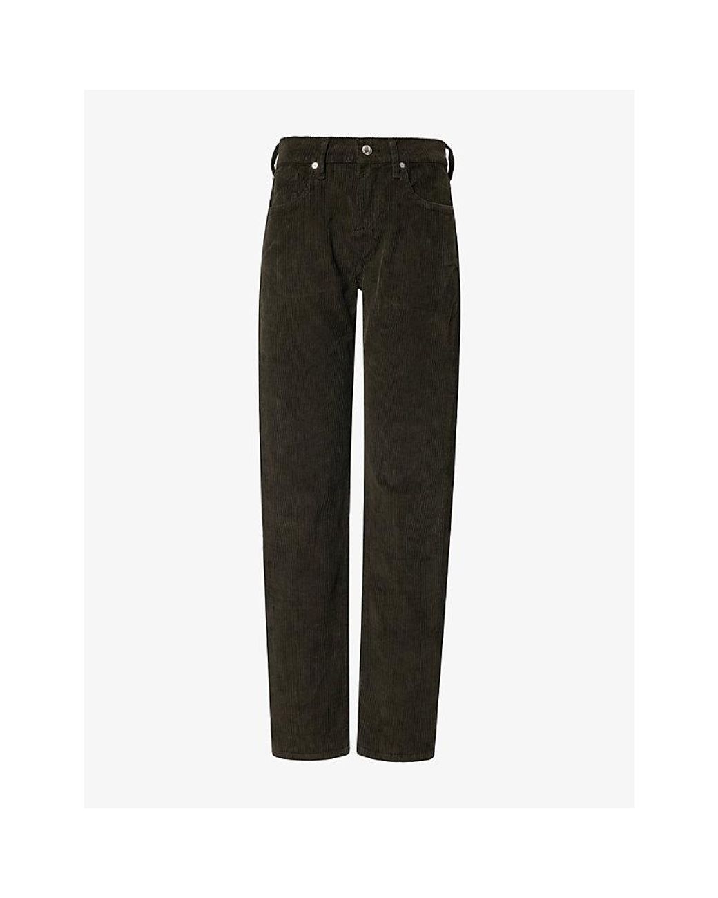 7 For All Mankind Black Slimmy Corduroy Cotton-Blend Trousers for men
