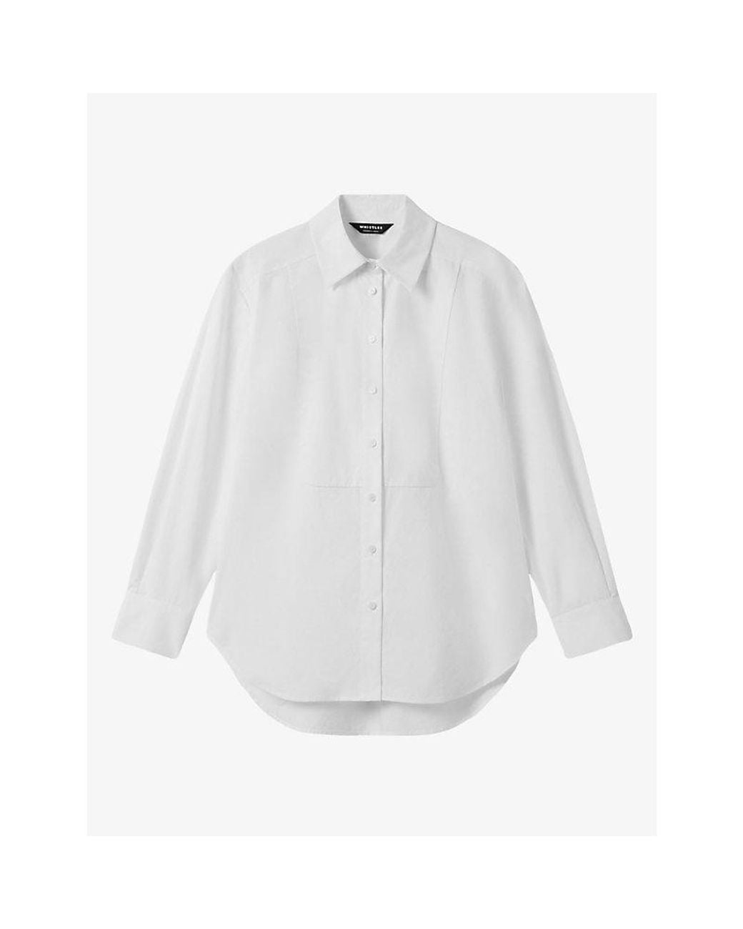 Whistles White Bib Detail Cotton Poplin Shirt