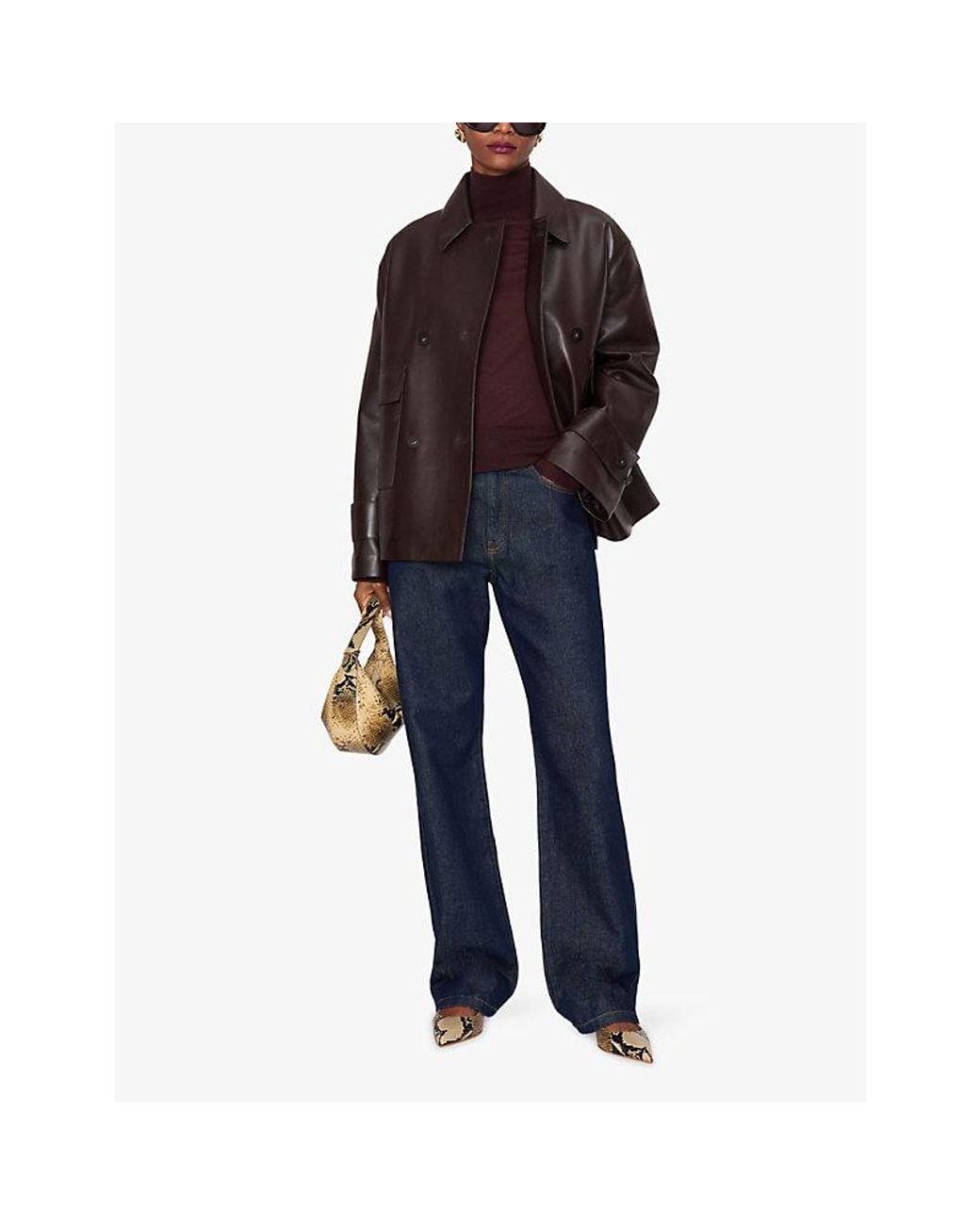 Joseph Black Delia Collared Relaxed-Fit Nappa-Leather Jacket