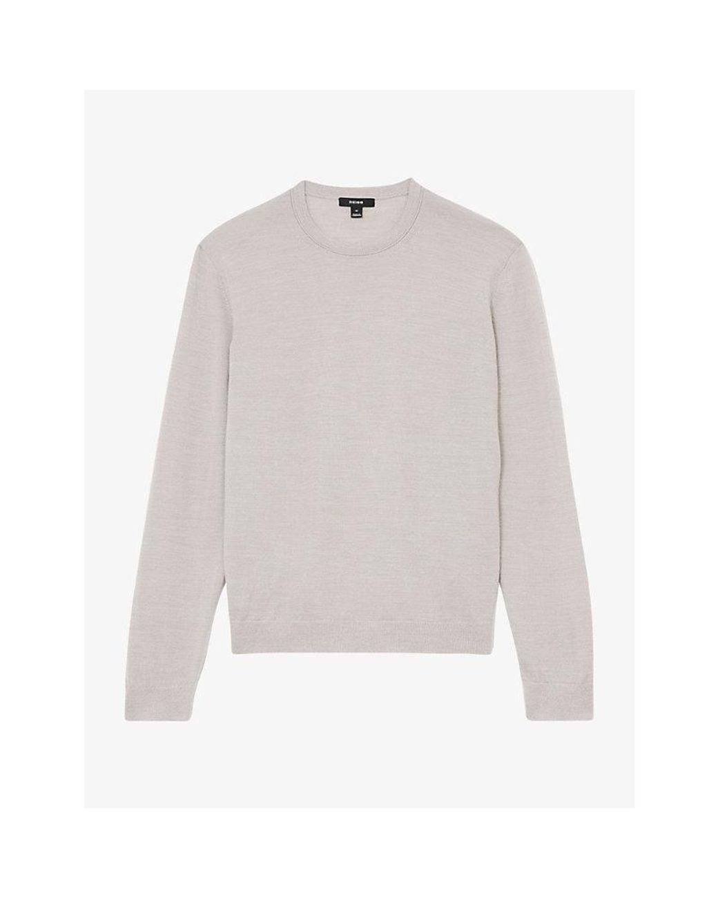 Reiss White Crew-Neck Wool Jumper for men