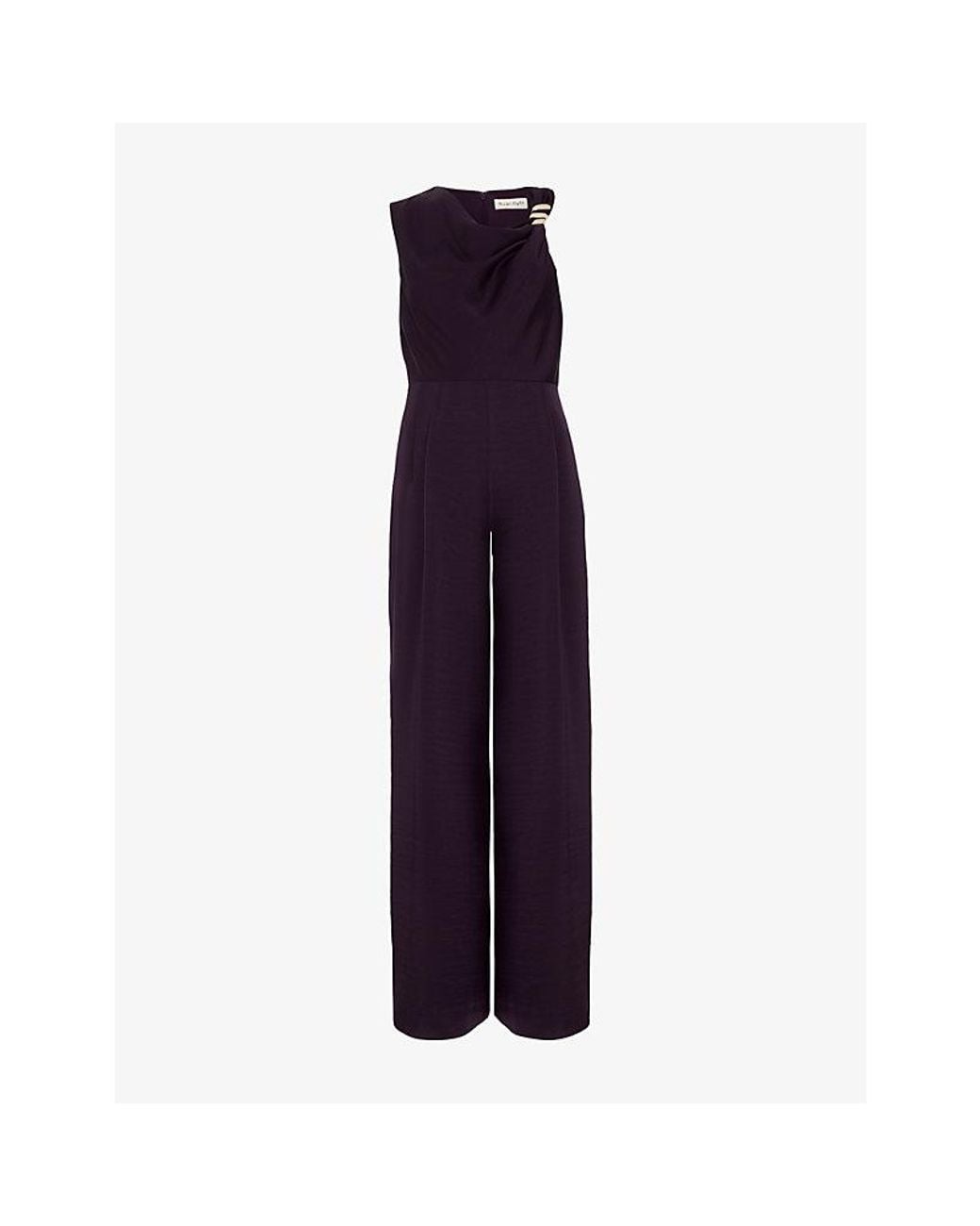 Phase Eight Purple Avril Cowl-Neck Satin Jumpsuit