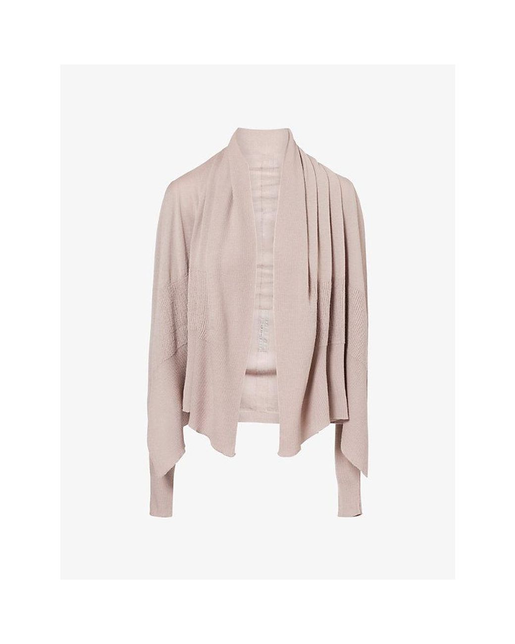 Rick Owens Pink Draped Cropped Wool Cardigan
