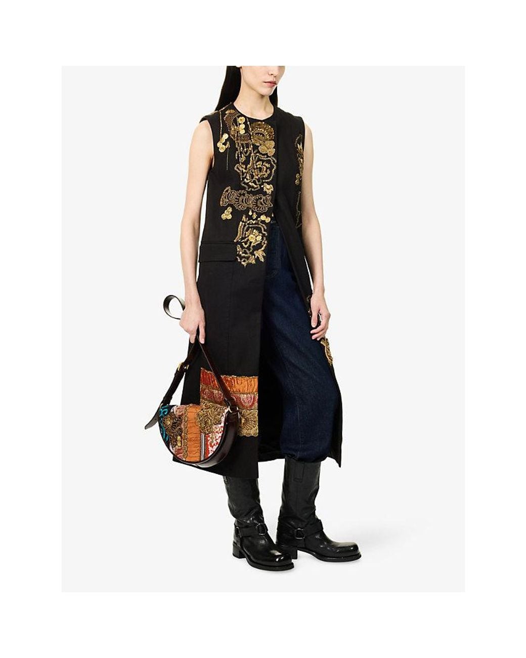 Dries Van Noten Black Genzel Embellished Cotton Gilet