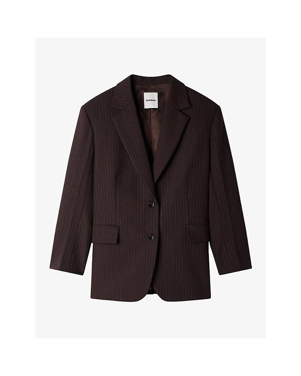 Sandro Multicolor Pinstriped Single-Breasted Woven Blazer
