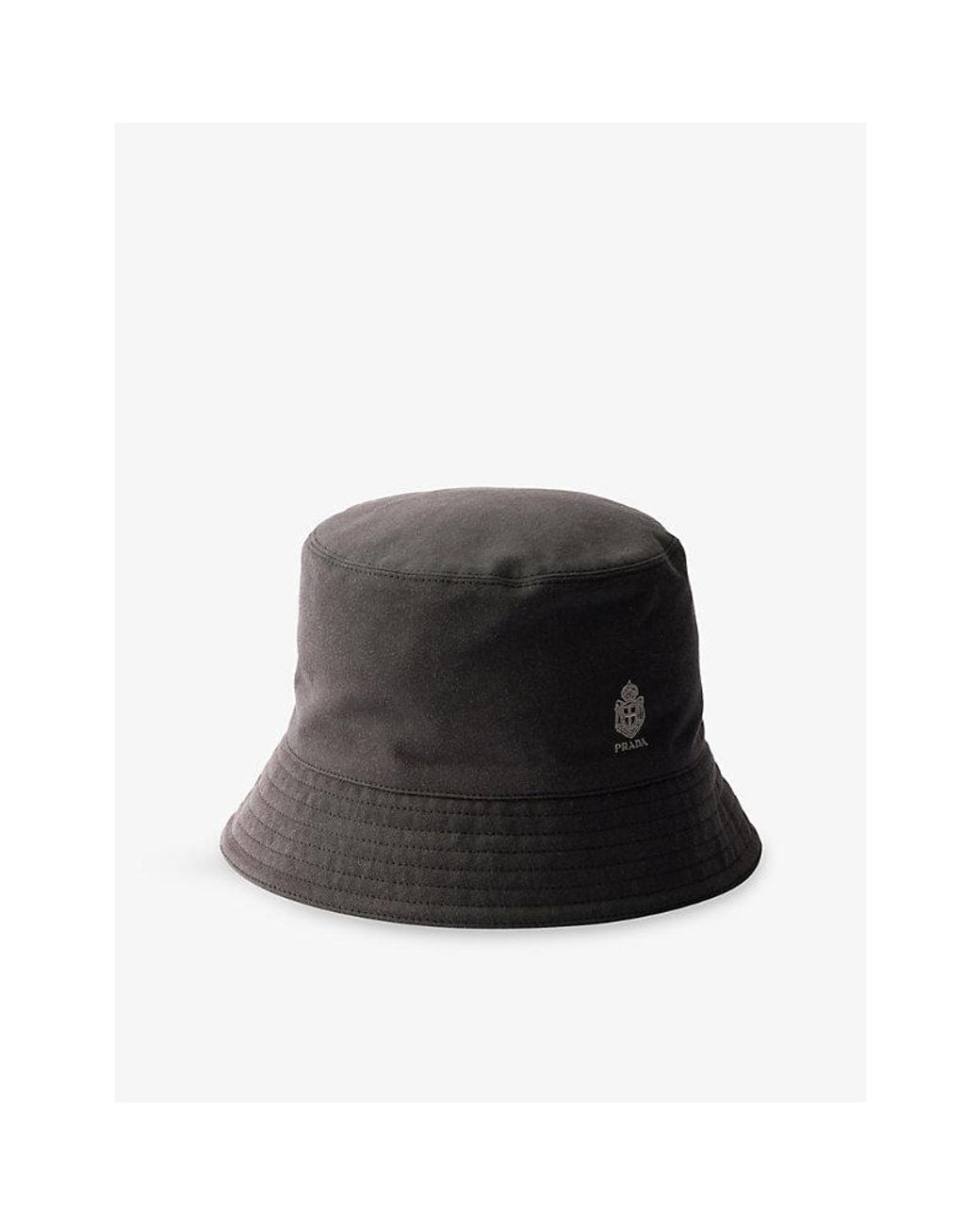 Prada Black Old Gabardine Cotton Bucket Hat for men