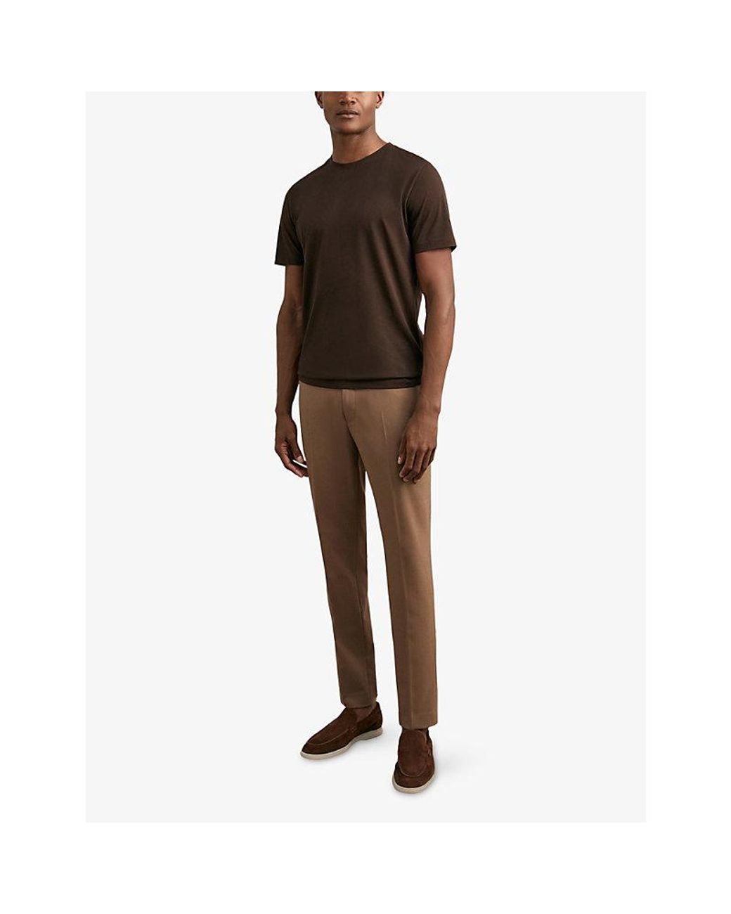 Reiss Brown Bless Short-Sleeved Cotton-Jersey T-Shirt for men