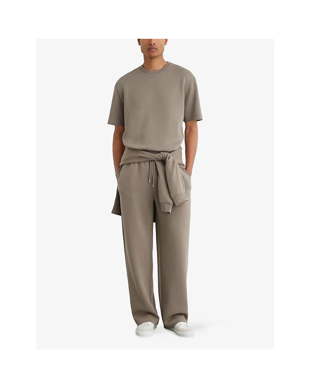 Reiss Gray Cade Oversized Cotton-Blend T-Shirt for men