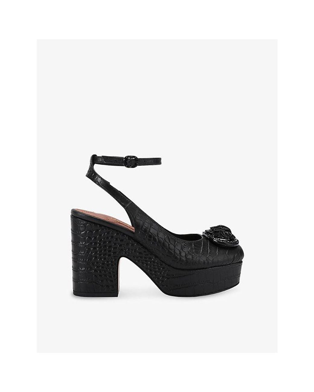 Kurt Geiger Black Chelsea Platform Sling-Back Leather Heels
