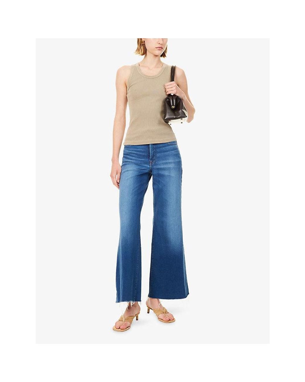 GOOD AMERICAN Blue Soft Tech Good Waist Palazzo Stretch-Denim Ankle Jeans