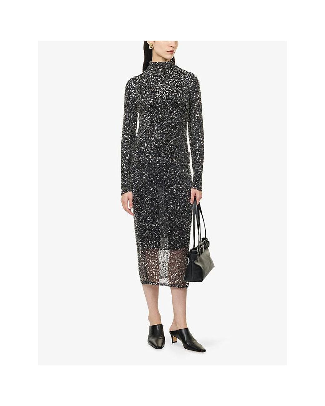 Isabel Marant Black Lou Sequin-Embellished Mesh Top