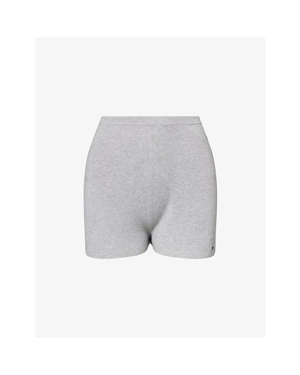 ADANOLA Ribbed Knit Crop Shorts in Gray | Lyst
