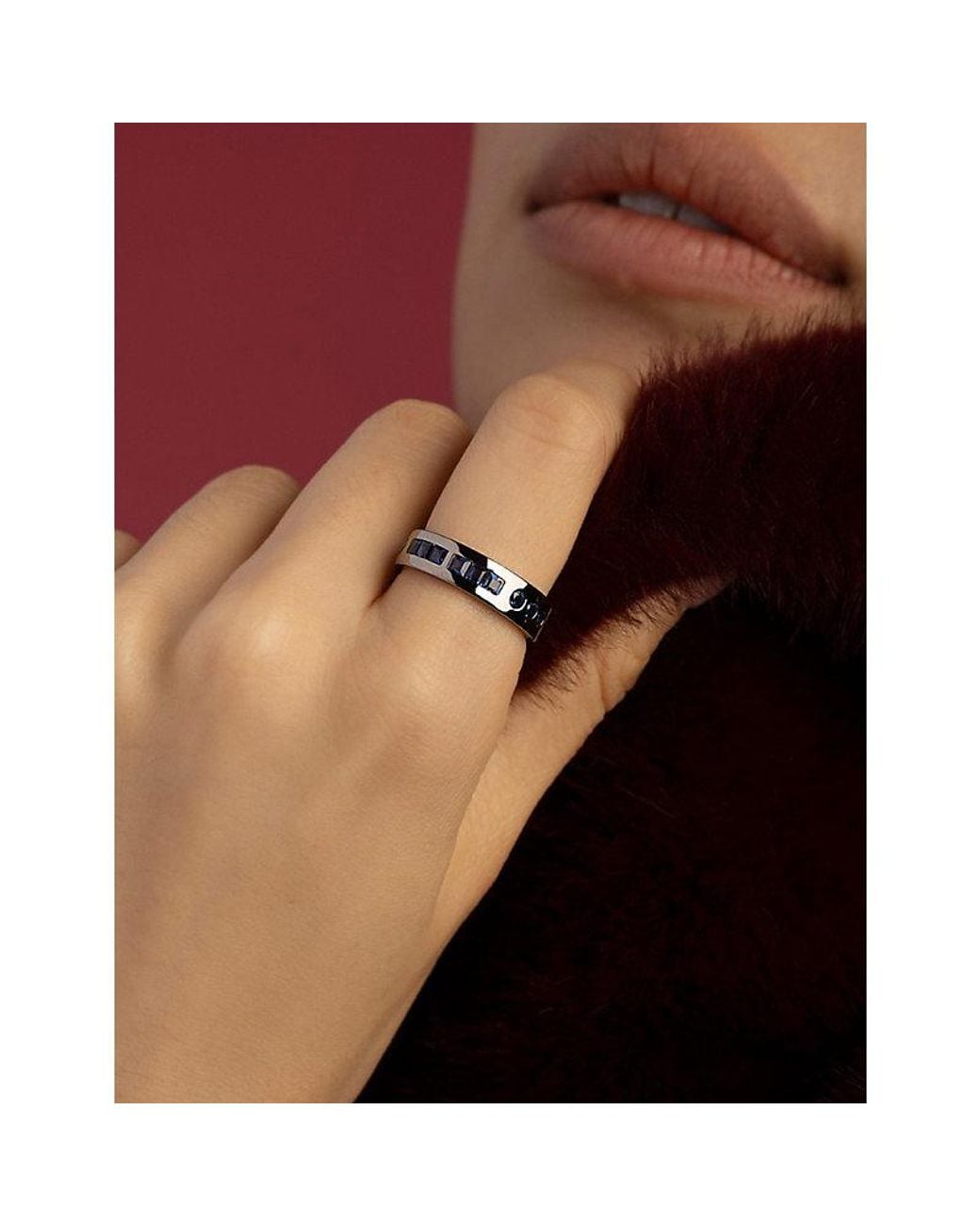 Apm Monaco White Smile Ruthenium Plated Alloy And Cubic Zirconia