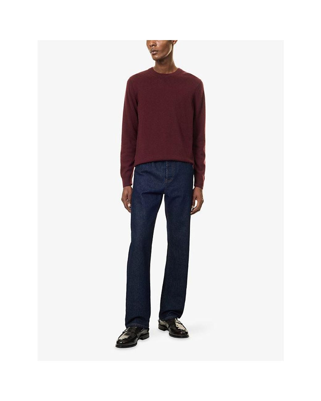 Sunspel Red Crew-Neck Cashmere Jumper for men