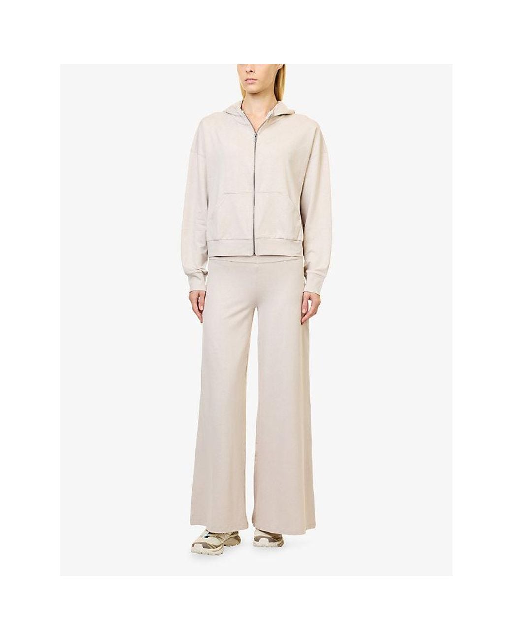 vuori Pink Halo Easy Wide-Leg High-Rise Jersey-Knit Trousers