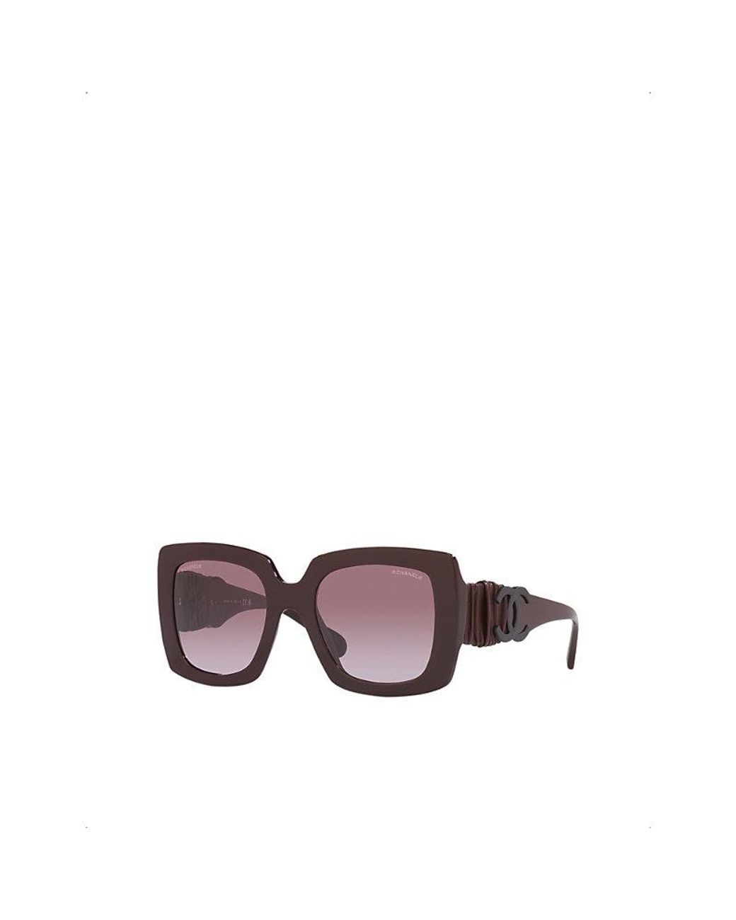 Chanel Brown Interlocking CC Logo Square Sunglasses