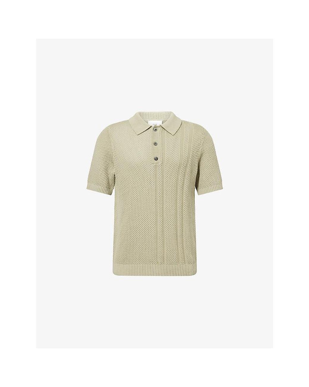 CHE Natural Santino Honeycomb-Knit Cotton Polo Shirt for men