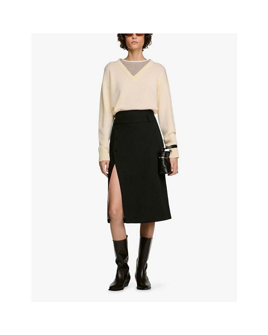 Sandro Natural Two-In-One Wool And Cashmere-Blend Jumper