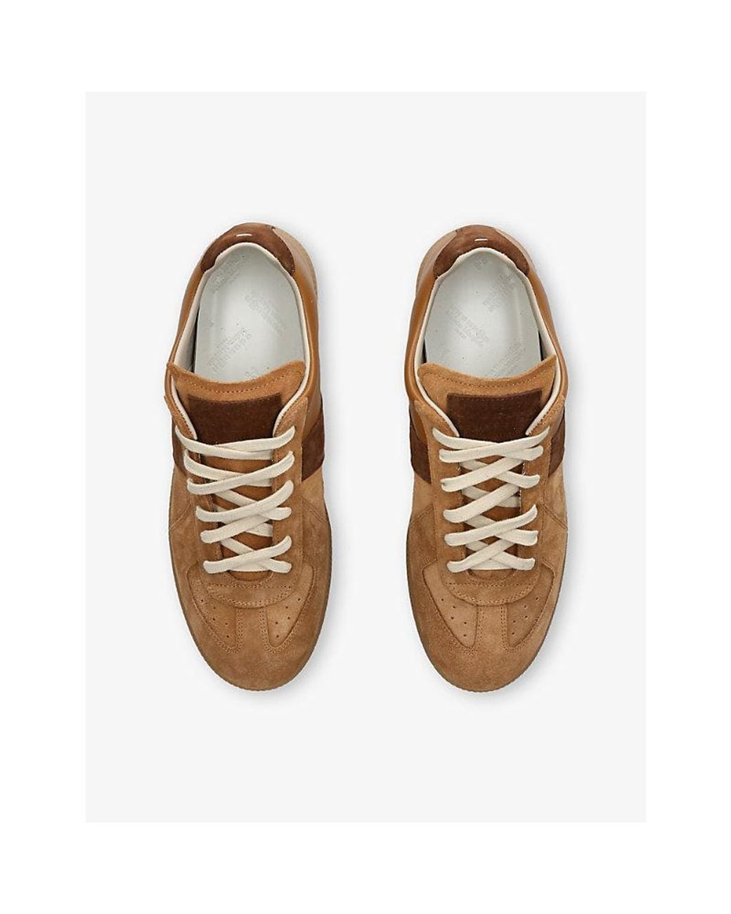 Maison Margiela Brown Replica Leather And Suede Trainers for men