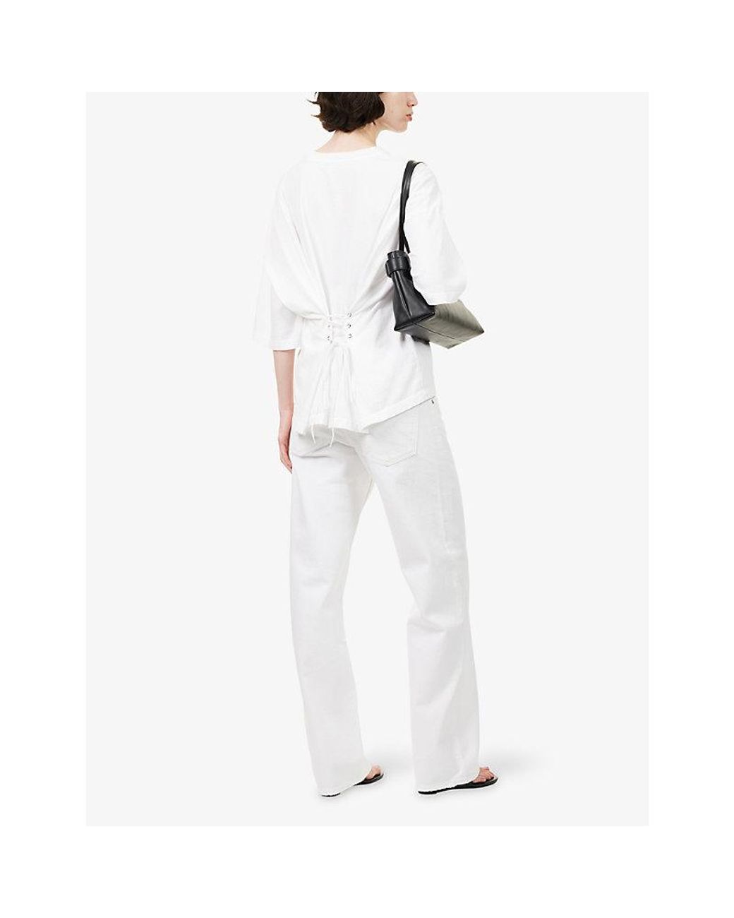 Agolde White Ellery Cinched Cotton T-Shirt