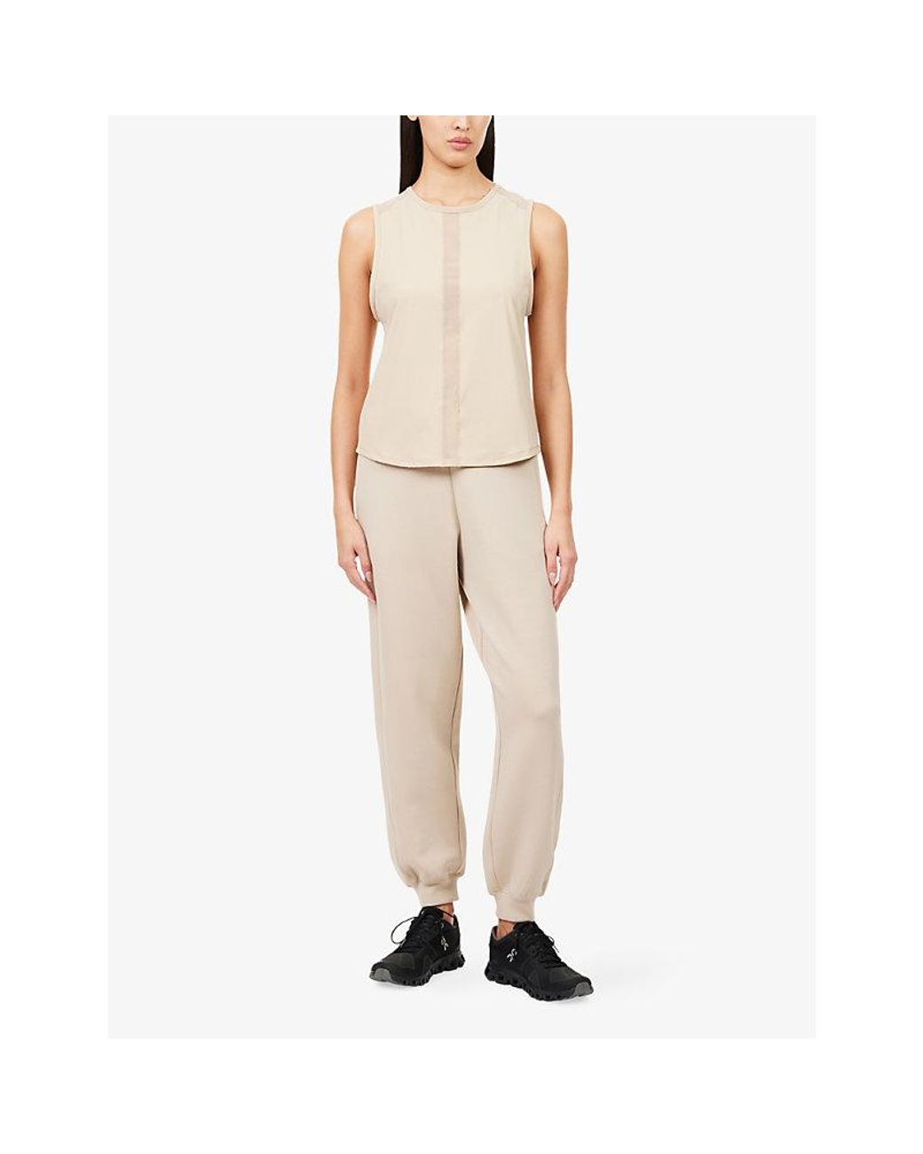 Now You Live Natural Bowden Sheer-Panel Stretch-Jersey Vest Top