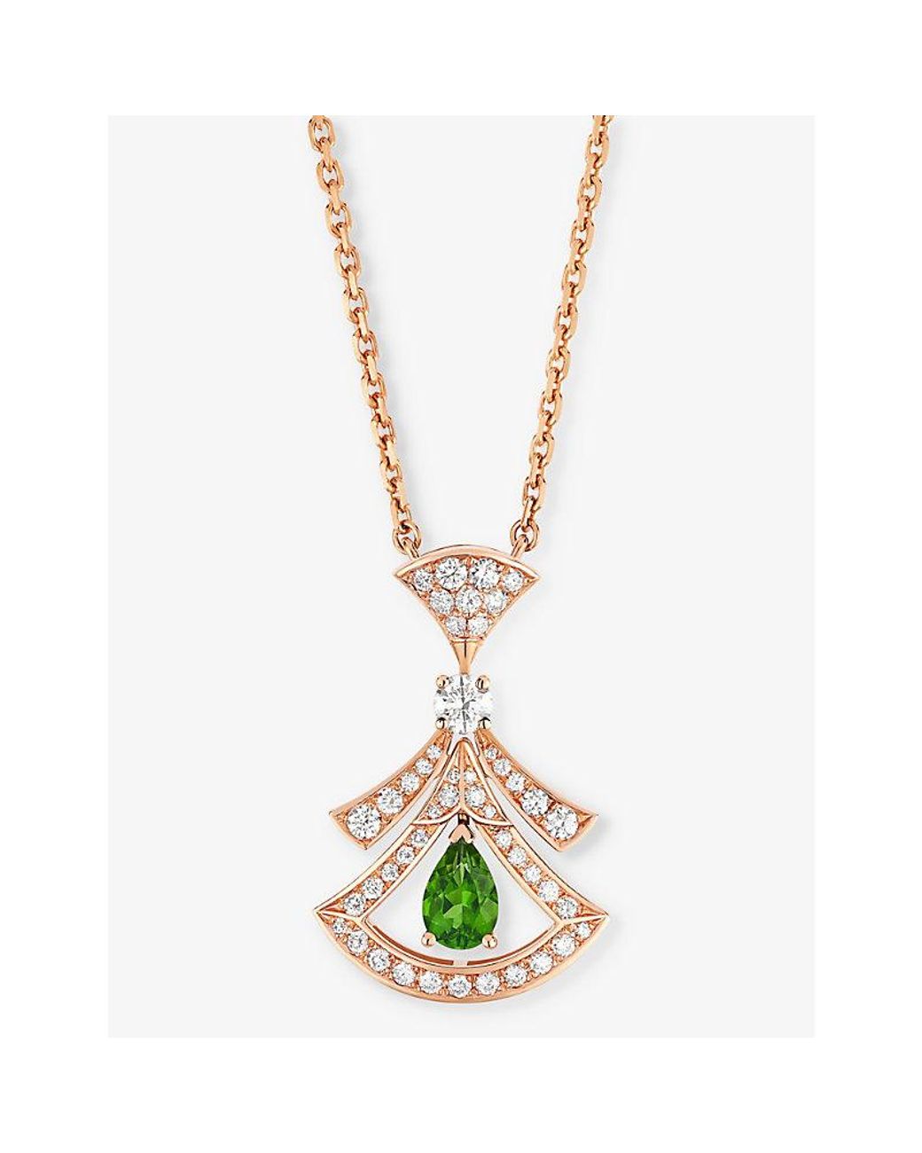 BVLGARI Metallic Divas' Dream 18Ct Rose- 0.46Ct Brilliant-Cut Diamond And Tourmaline Pendant Necklace