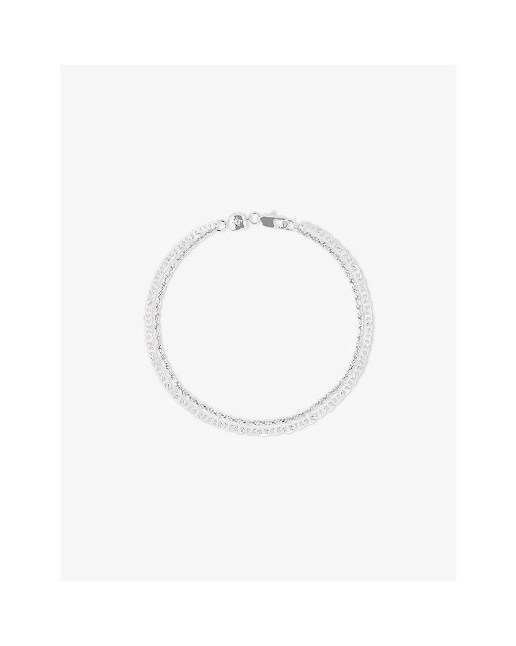 Astrid & Miyu White Illusion Double Chain-Plated Brass Bracelet