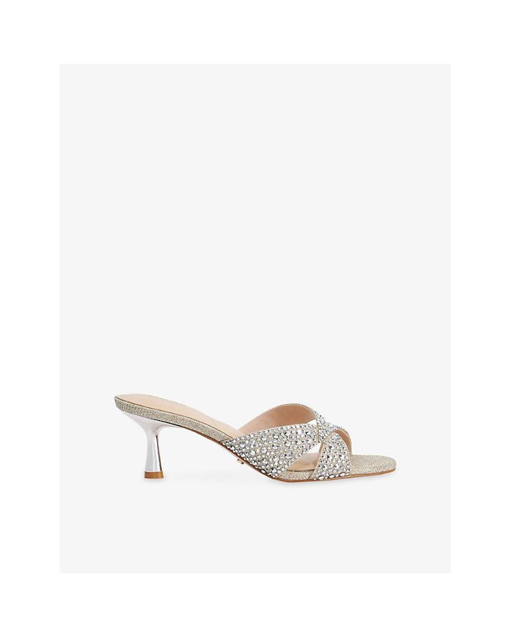 Dune White Monette Crystal-Embellished Heeled Sandals