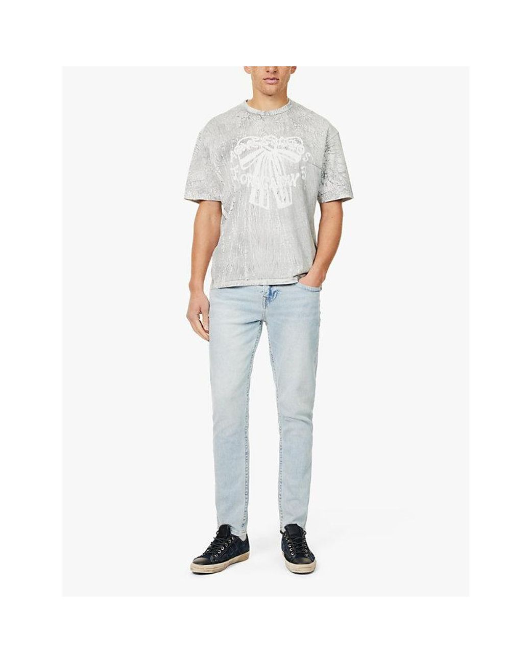 True Religion Blue Rocco Faded-Wash Straight-Leg Slim-Fit Stretch-Denim Jeans for men