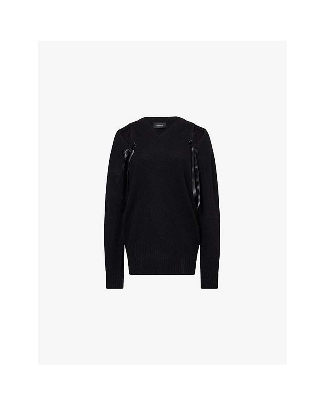Simone Rocha Black Bow Cut-Out Cashmere Jumper