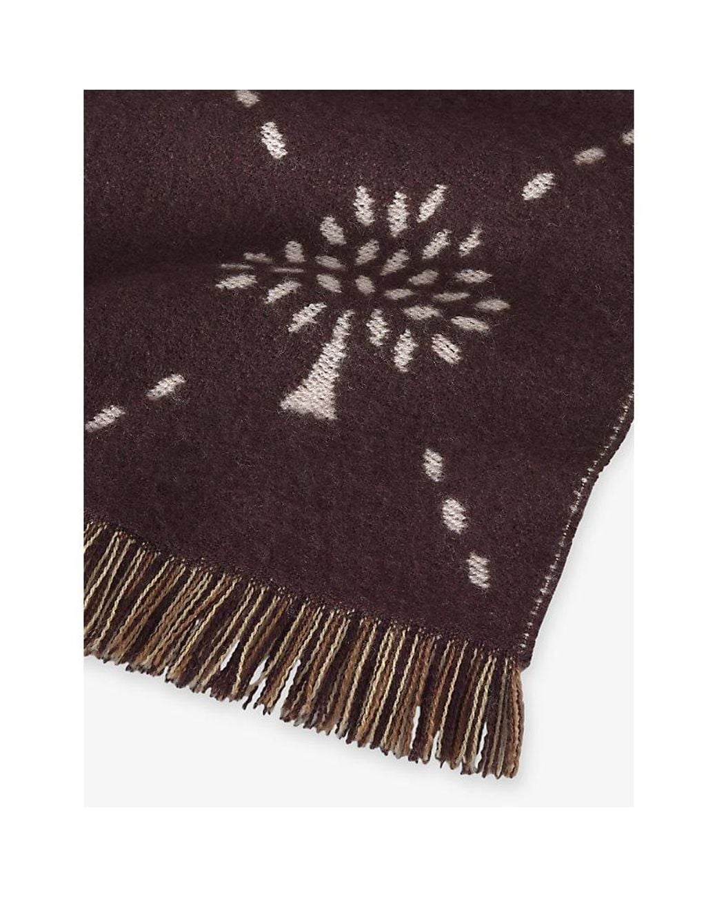 Mulberry Brown Diamond Tree Jacquard Wool Scarf
