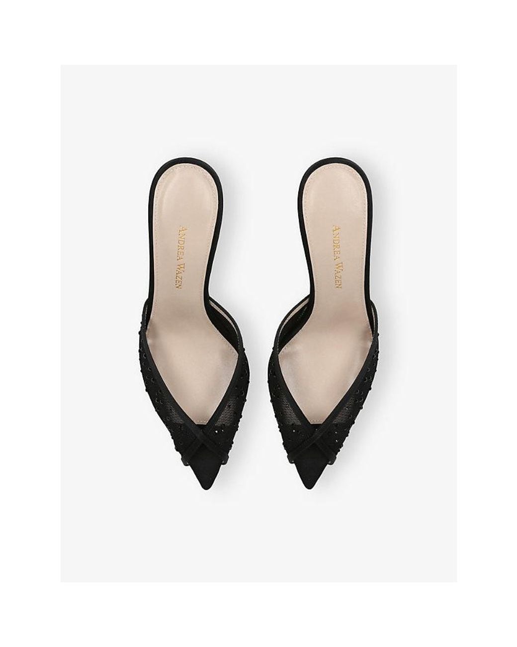 Andrea Wazen Black Katy 75 Mesh And Satin Heeled Mules