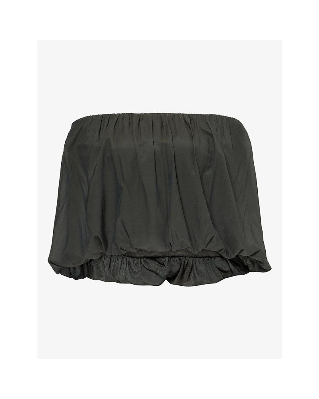 St. Agni Green Strapless Balloon Silk-Blend Top