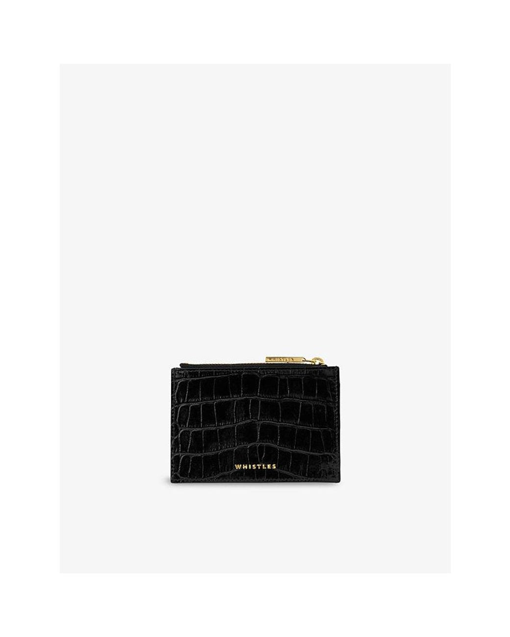 Whistles Black Mock-Croc Leather Coin Purse