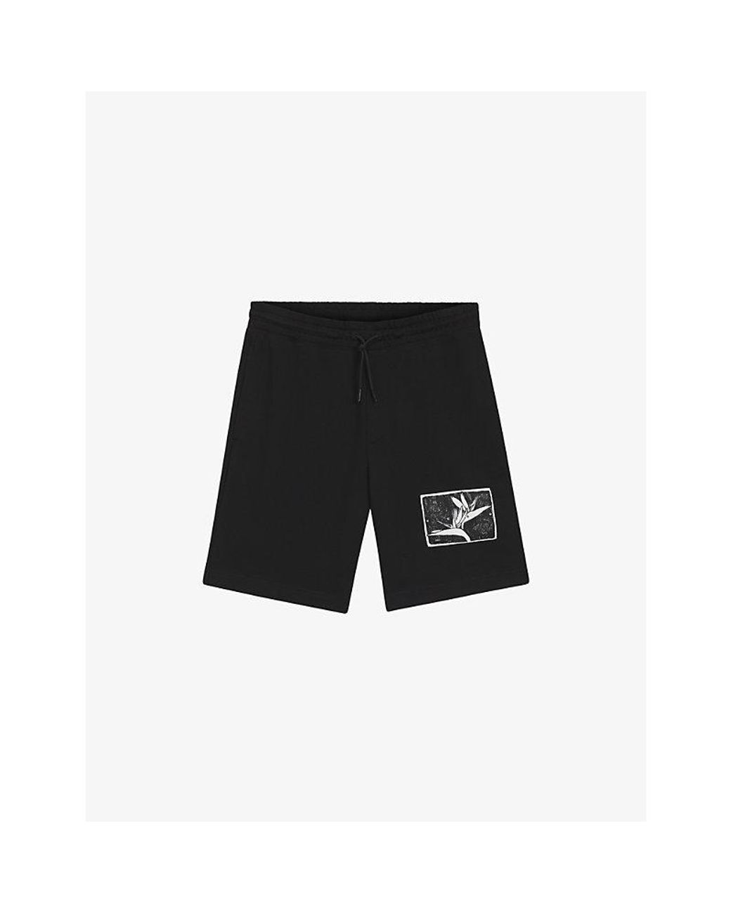 HUGO Black Brand-Patch Relaxed-Fit Cotton Shorts for men