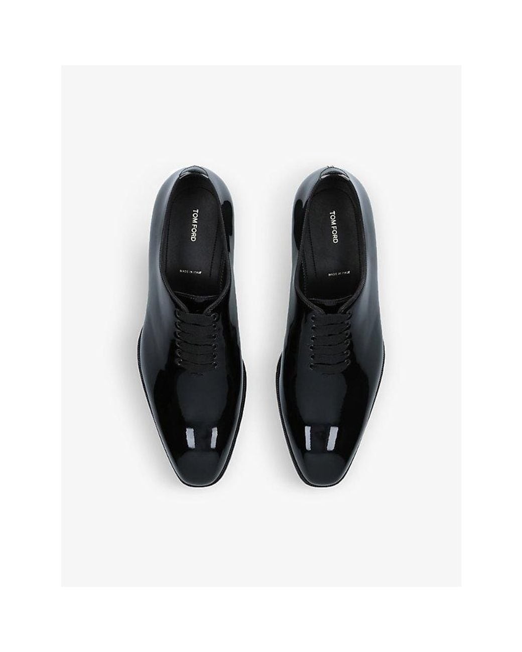 Tom Ford Black Elkan Patent Leather Oxford Shoes for men