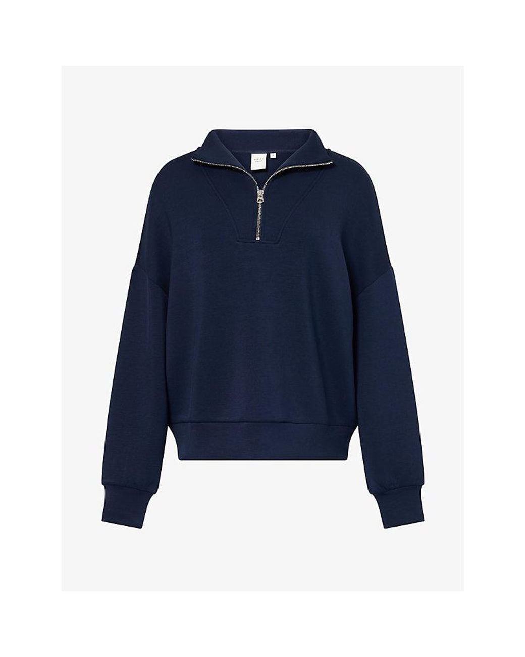 Varley Blue Doublesoft Hawley Half-Zip Stretch-Woven Jumper