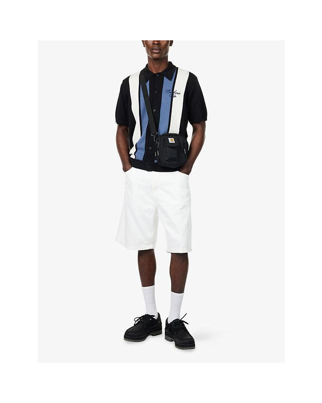 Carhartt White Brandon Brand-Patch Denim Shorts for men