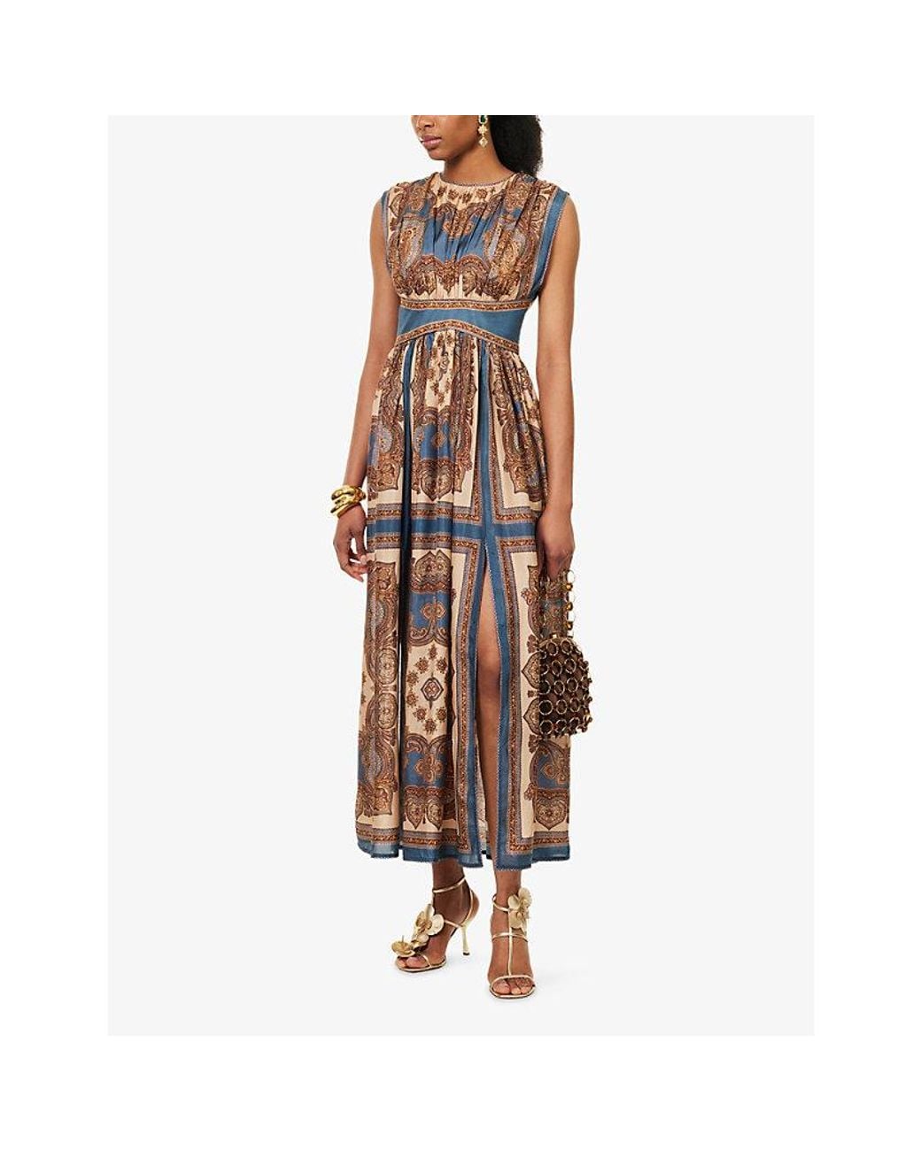 Zimmermann Brown Mahon Printed Silk Maxi Dress