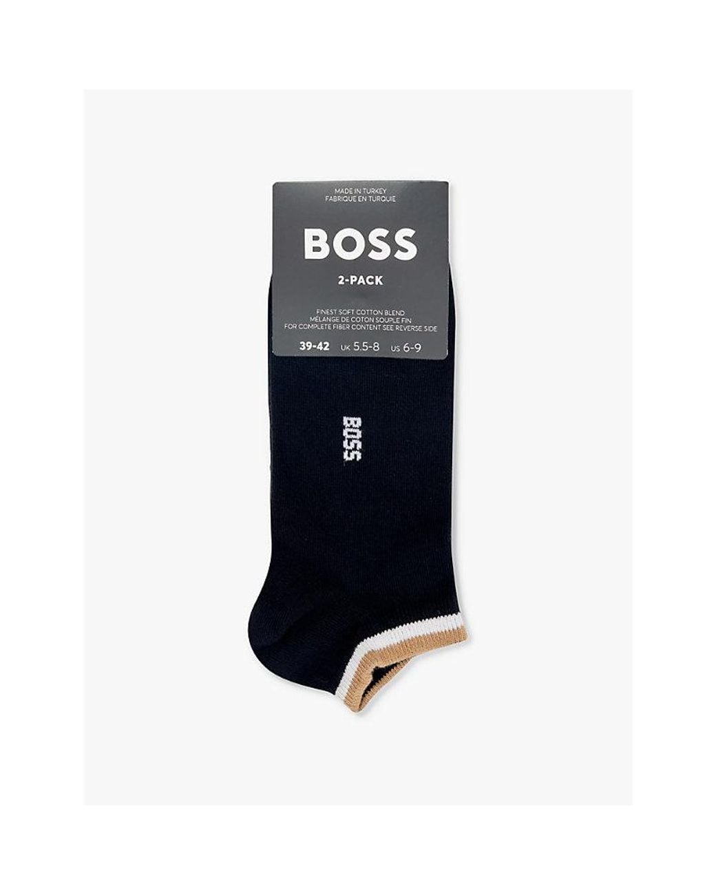 Boss Blue Branded Pack Of Two Cotton-Blend Socks for men
