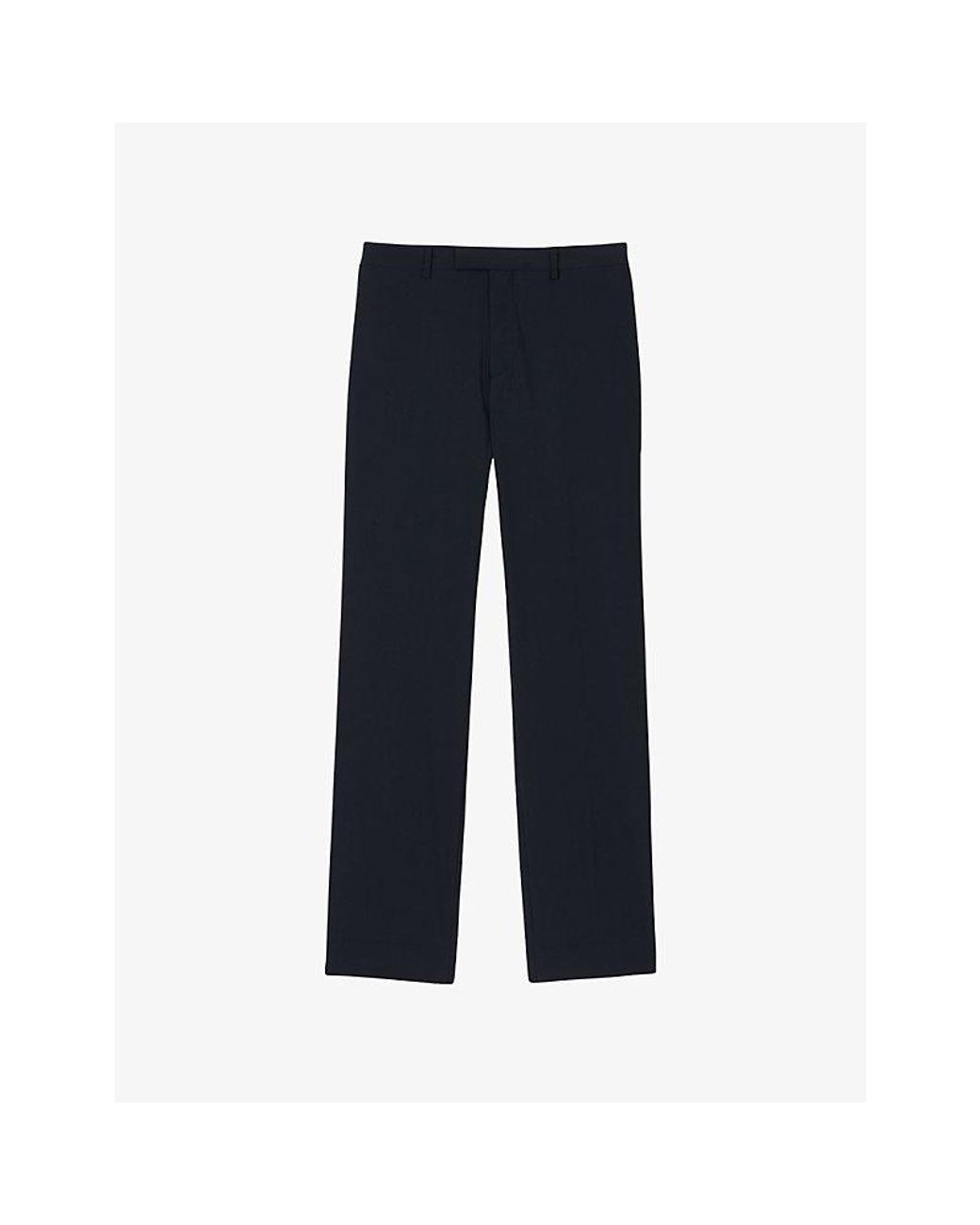 Sandro Blue Slim-Fit Straight-Leg Stretch-Wool Trousers for men