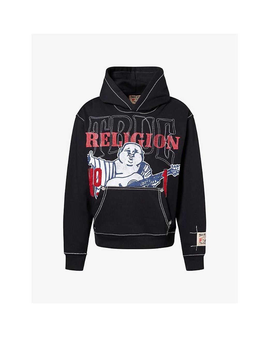 True Religion Blue No1 Brand-Print Cotton-Blend Hoody for men