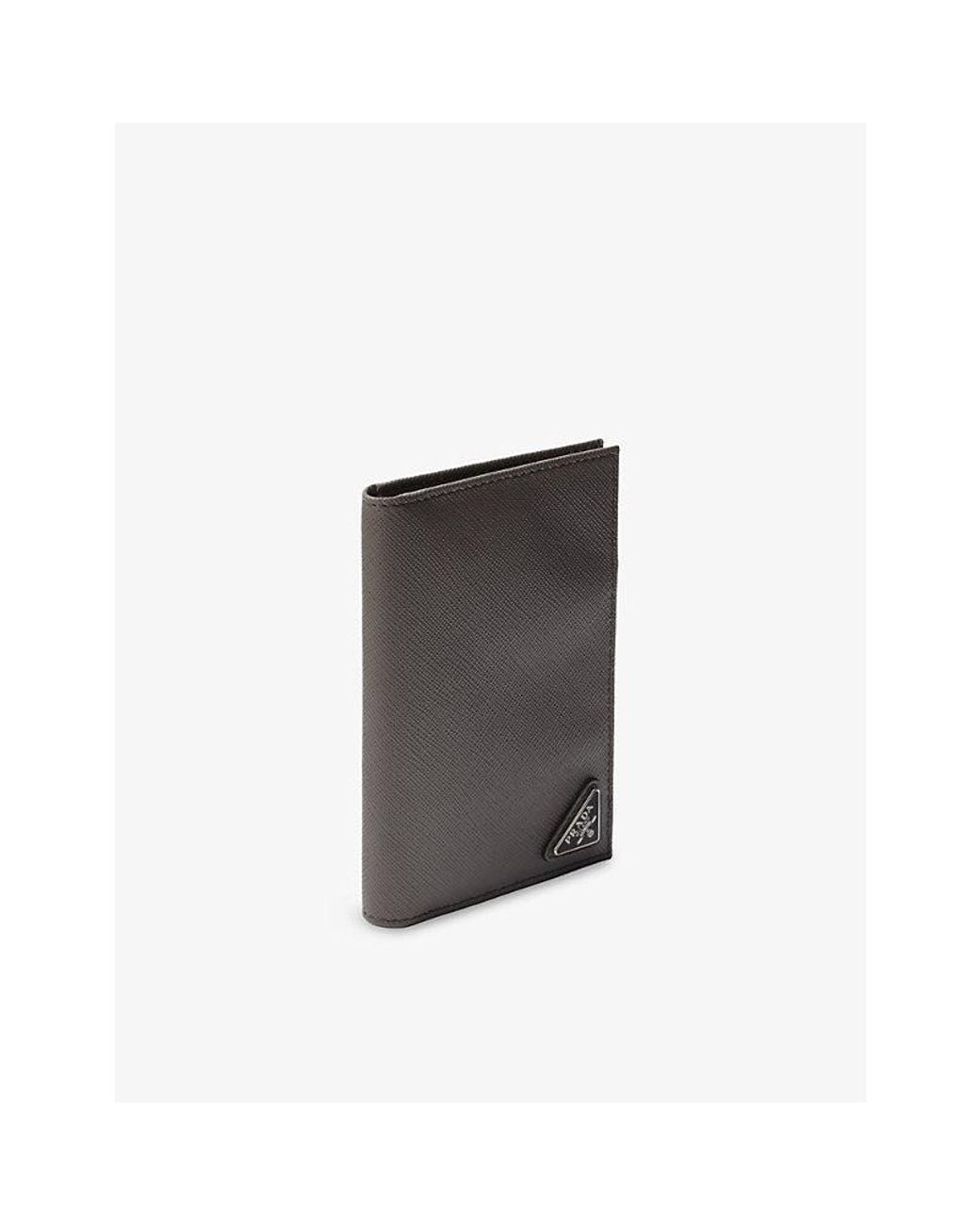 Prada Gray Saffiano Leather Passport Holder