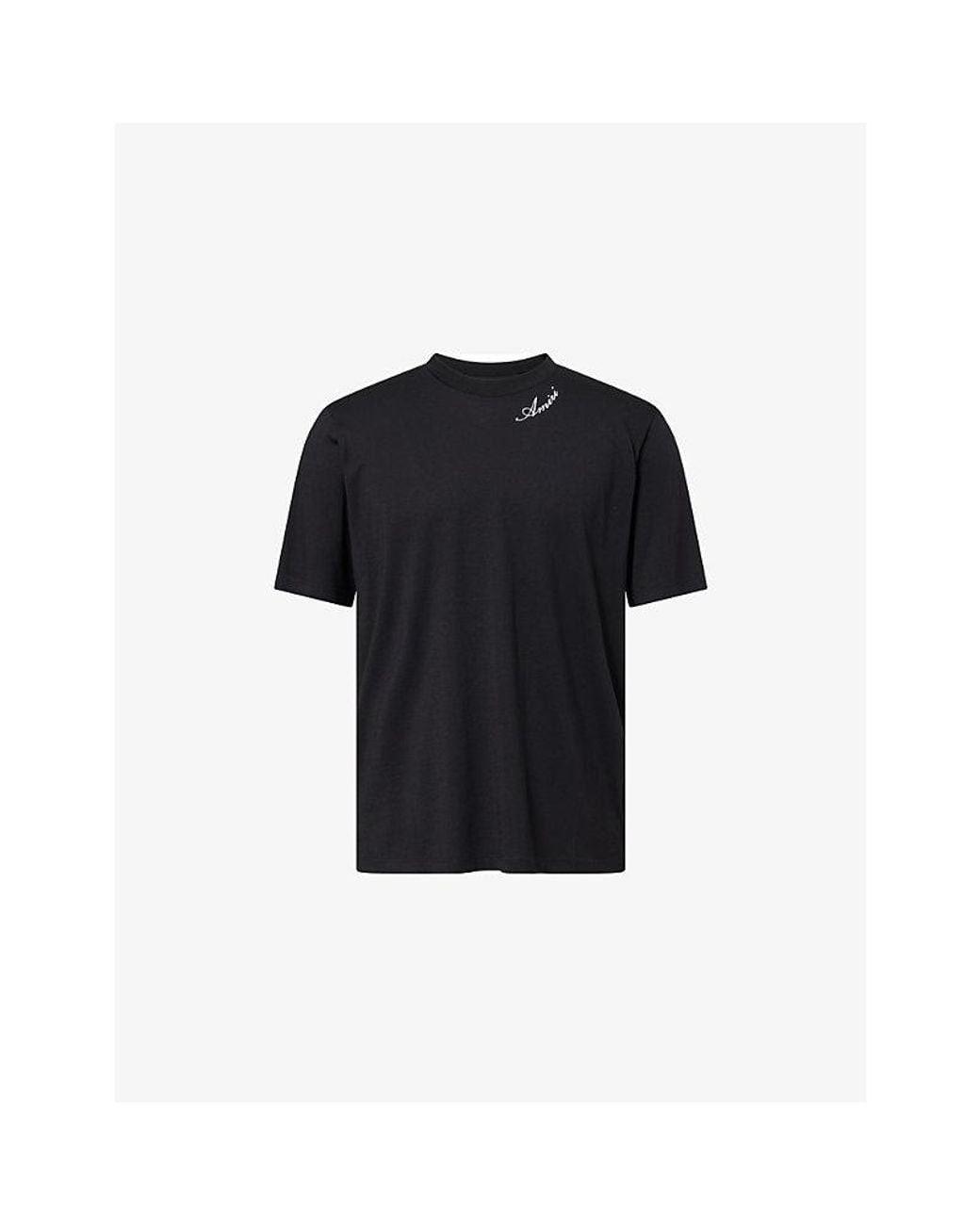 Amiri Black Script Embroidered Logo Cotton Modal T-Shirt for men