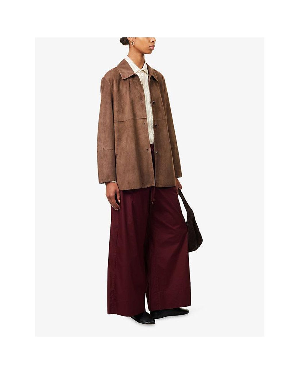 Max Mara Red Wide-Leg Elasticated-Waist Cotton Trousers