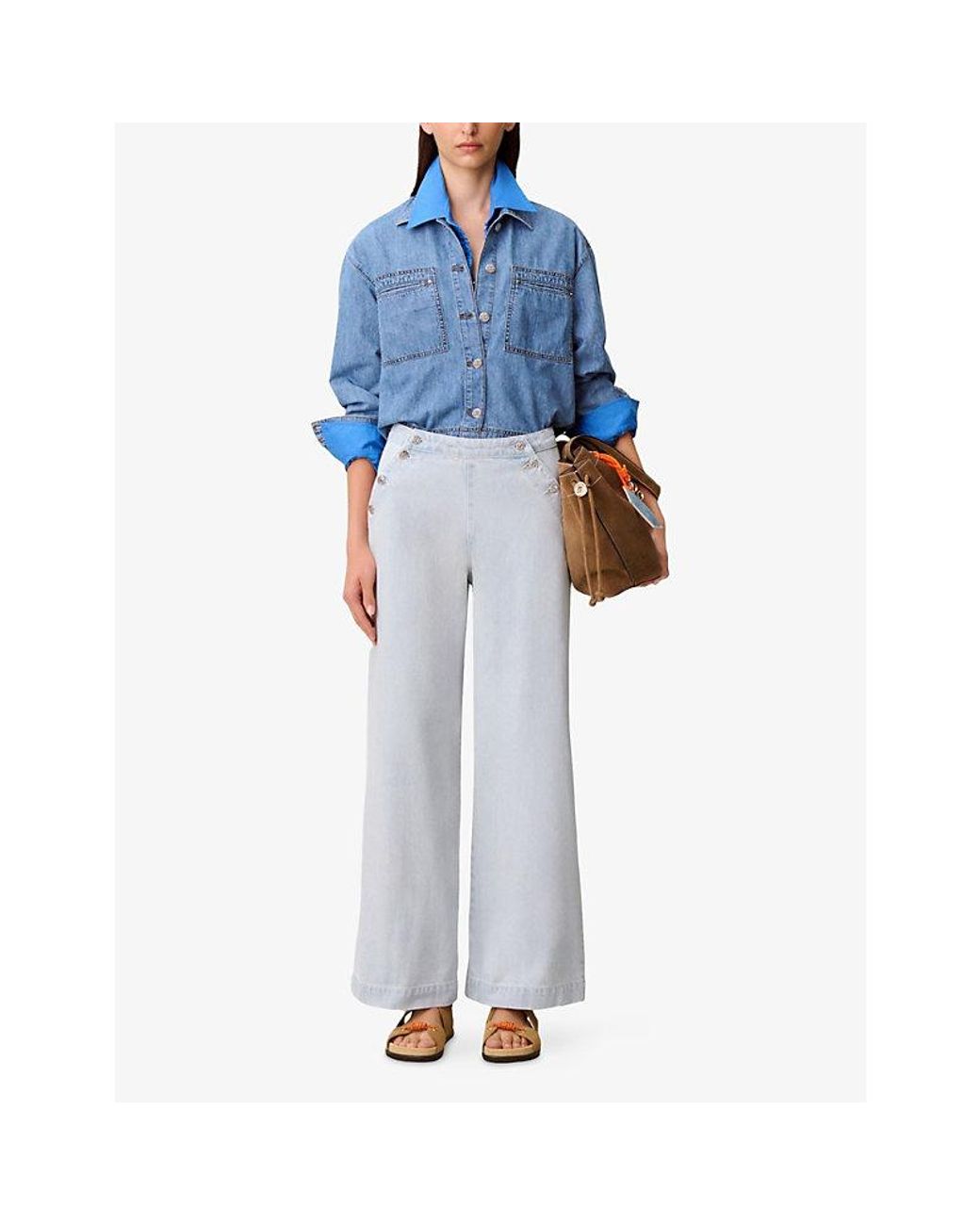 Claudie Pierlot Blue Sailor Wide-Leg Denim Jeans