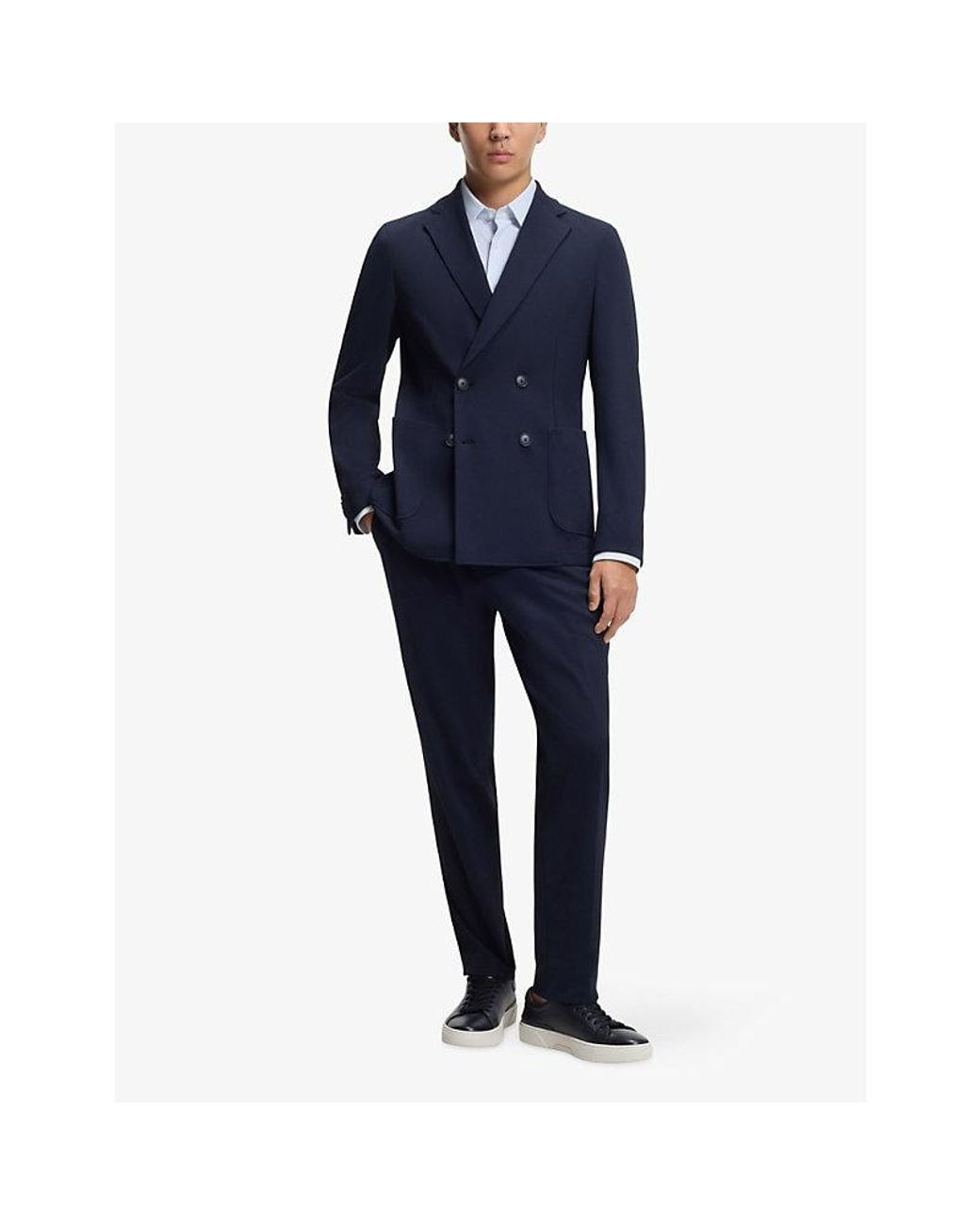 Boss Blue Striped Slim-Fit Stretch-Woven Shirt for men