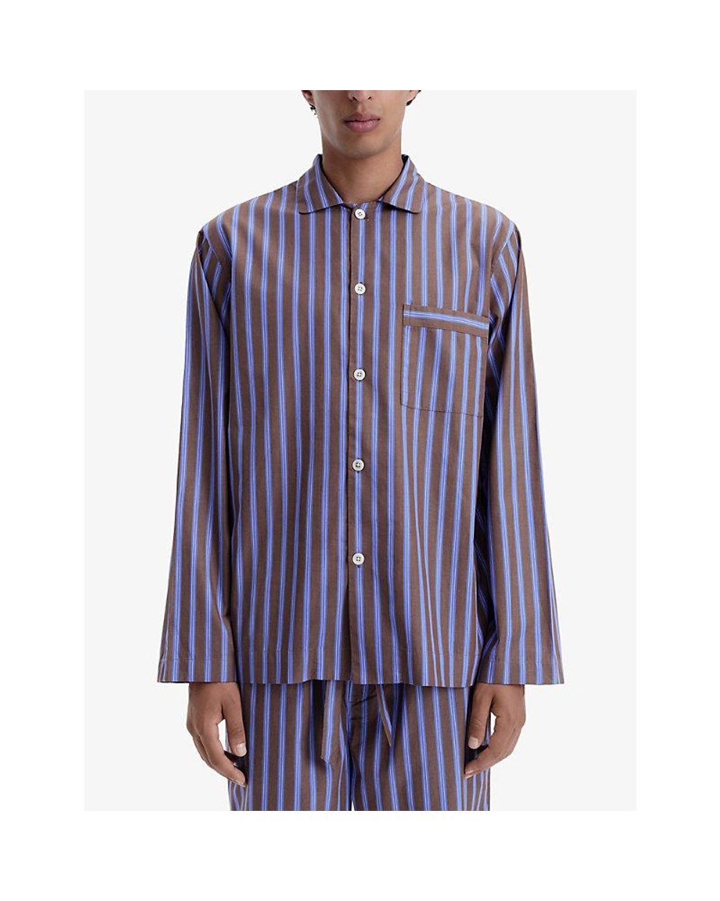 Tekla Purple Striped Cotton-Poplin Pyjama Shirt