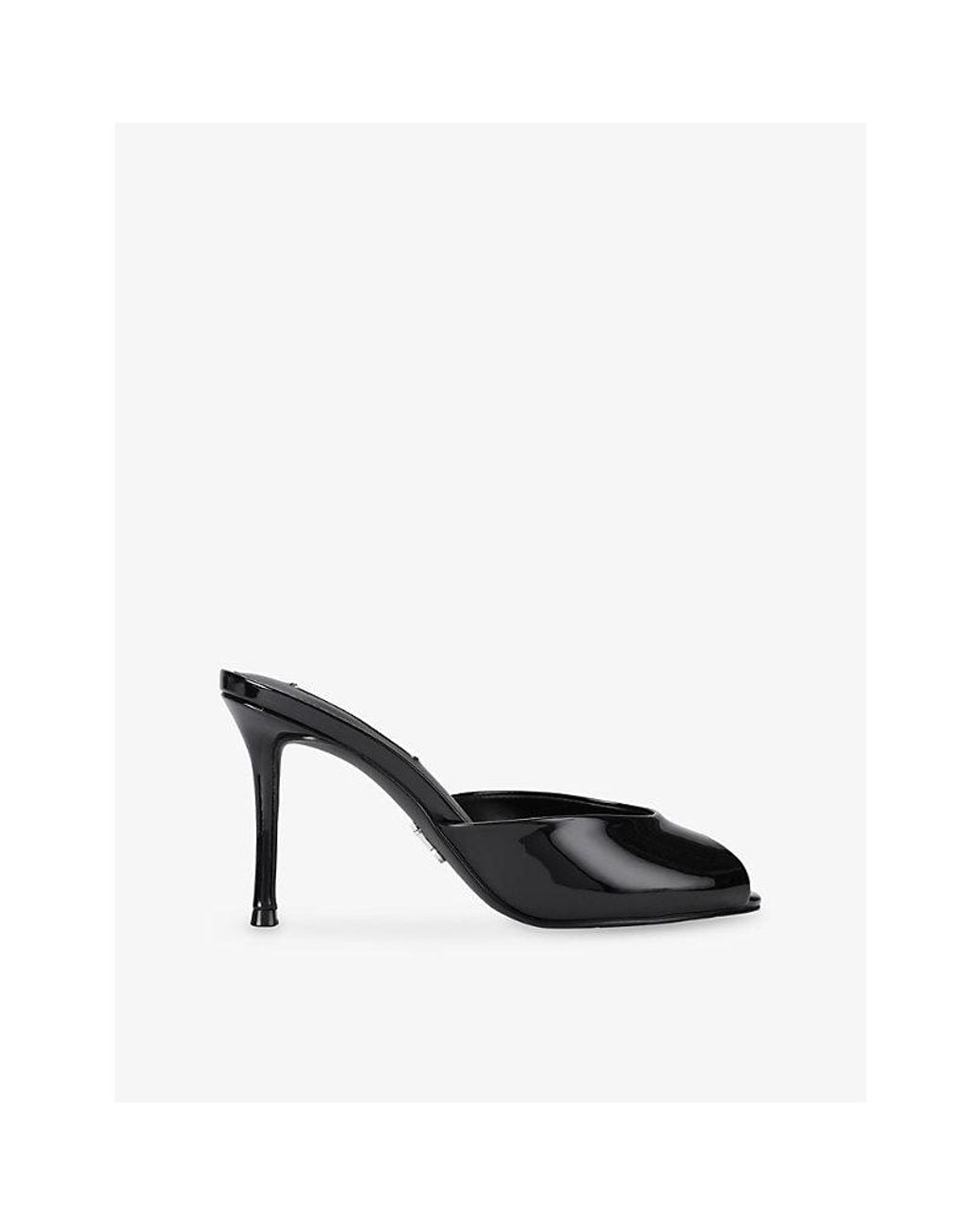 Steve Madden Black Rollout Faux-Leather Heeled Mules